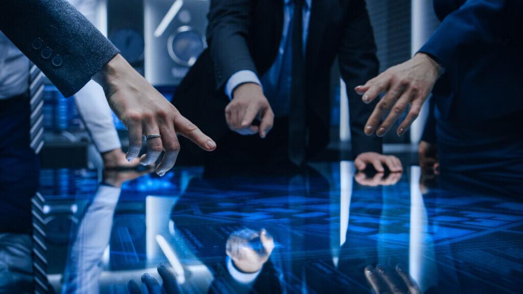 Private investigator reviewing case files and digital records during investigation